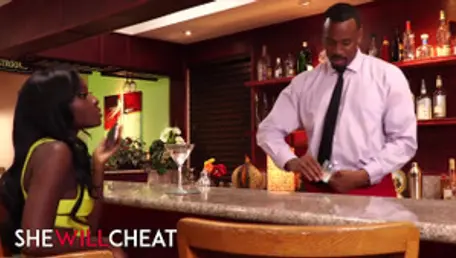 Sexy Babe Osa Lovely Rides Bartender’s BBC And Gets His Load In Her Mouth