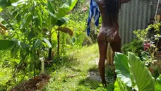 Black Beauty Sun Bathing In Public & Showering Outdoors In Paradise