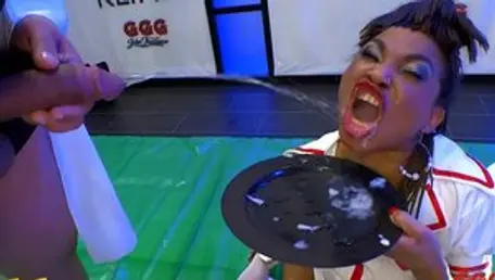 Mimi The Black Nurse Is Thirsty For Piss And Cum - 666Bukkake