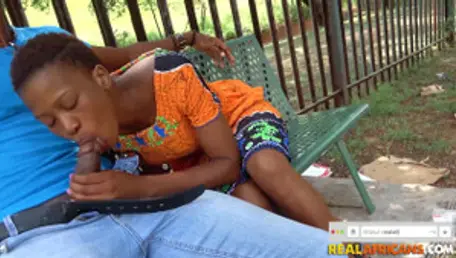 Risky Public Sloppy Blowjob From Horny Wet Ebony Cutie