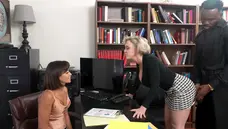 Dee and Ren share boss’s thick cock