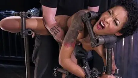 Locked Ebony In Device Bondage Tormented