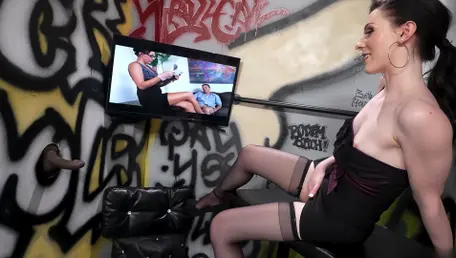 Celestina ditches nerd for raw glory hole cock