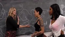 Deepthroat And Rim Job For A Busty Trio